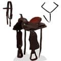 Miniatyrbild 2 av 2: Westernsadel träns&halsband äkta läder 16" brun