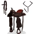 Miniatyrbild 2 av 2: Westernsadel träns&halsband äkta läder 15" brun