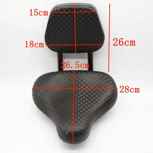 Polkupyörän satula selkänojalla Mukava ergonominen vedenpitävä satula