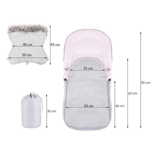 SPRINGOS® Universal fotpåse för barnvagn, babyskyddsöverdrag, sovsäck, varm, benskydd med vante
