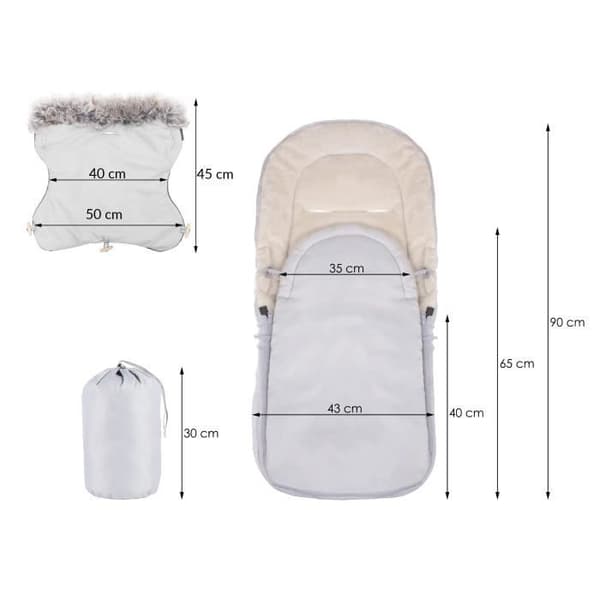 SPRINGOS® Universal fotpåse för barnvagn, babyskyddsöverdrag, sovsäck, varm, benskydd med vante