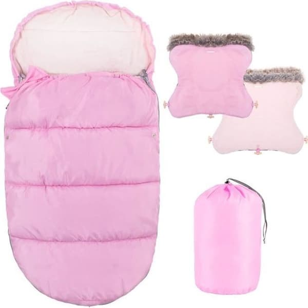 SPRINGOS® Universal Barnvagn Fotpåse, Babysitsöverdrag, Sovsäck, Värmare, Benskydd med vante - Rosa