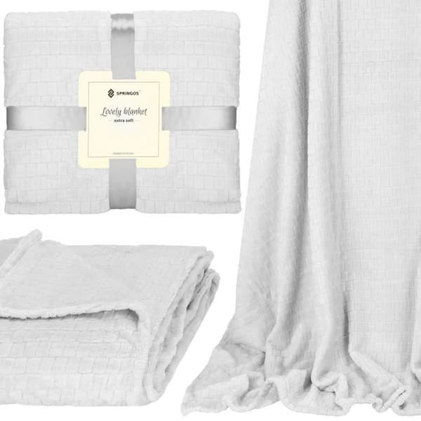 SPRINGOS® Mysig filt 170 x 210 cm Inomhusfilt Sängöverkast Textur Våffelmönster Mjuk Varm Pläd