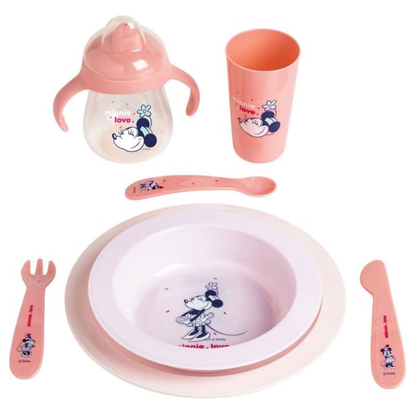 DISNEY Minnie Set med bestick: gaffel, sked och kniv -