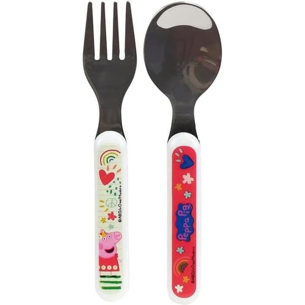 PEPPA PIG RÖD ROSTFRITT STÅL BESTÄCKSET (GAFFEL, SKED)