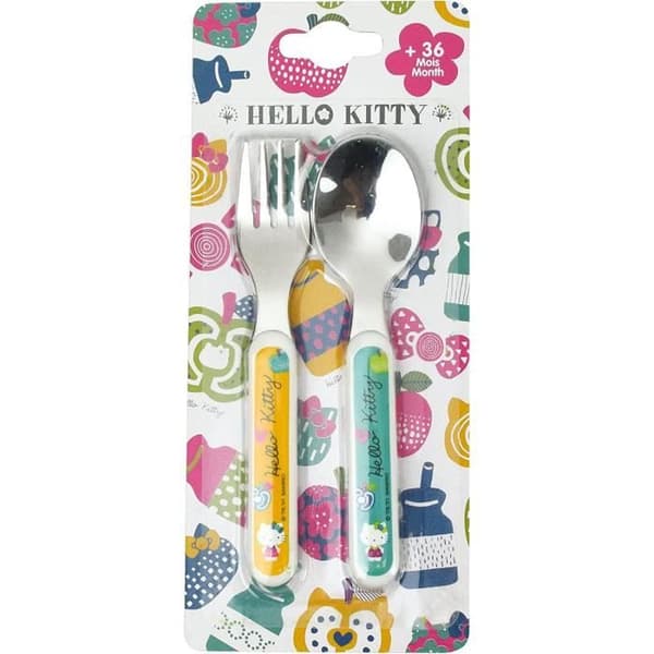 HELLO KITTY BESTÄCKSETT AV ROSTFRITT STÅL (GAFFEL, SKED)