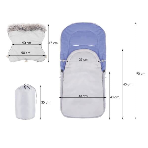 SPRINGOS® Universal fotpåse för barnvagn, babyskyddsöverdrag, sovsäck, varm, benskydd med vante