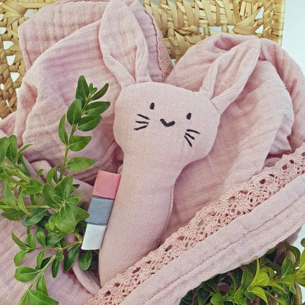 Ekologisk Babyfilt Krinklad Lace Pale Mauve - Babynord