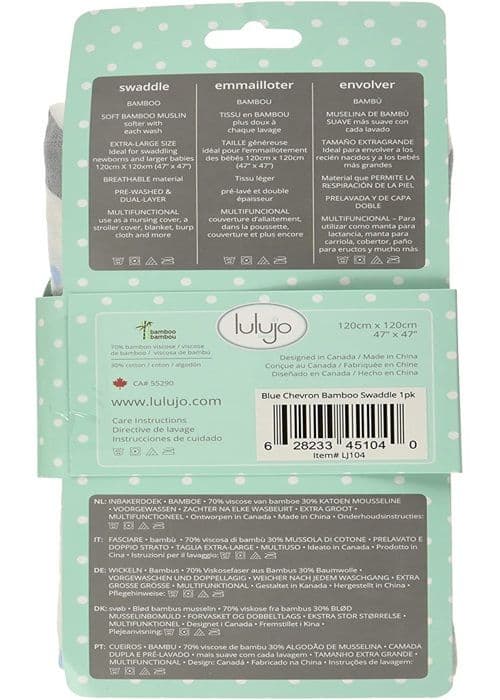Lulujo bambu swaddle - Blå chevron - 120x120 cm - Pojke