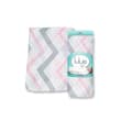 Miniatyrbild 3 av 5: Rosa Chevron bambu swaddle 120x120 cm - Lulujo - Mjukhet och mångsidighet - Girl