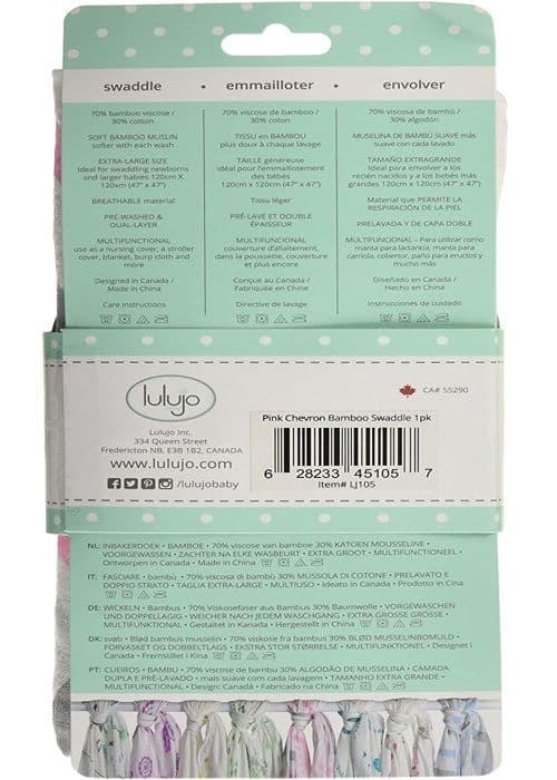 Rosa Chevron bambu swaddle 120x120 cm - Lulujo - Mjukhet och mångsidighet - Girl