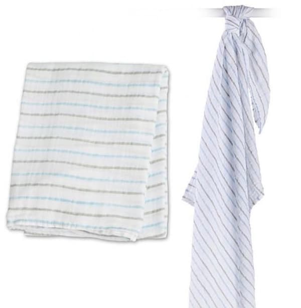 Lulujo - Muslin swaddle - Blå ränder - ELEMENT FÖR BARN