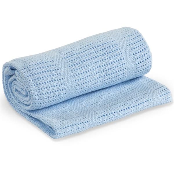 Lulujo - Bomullsstickad filt - Blå - ELEMENT FÖR BARN