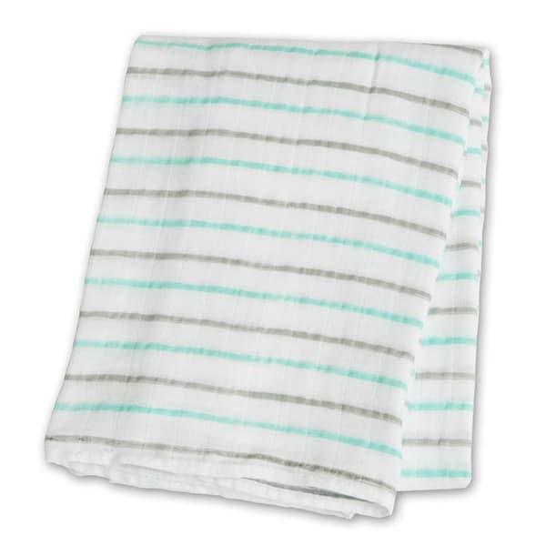 Lulujo - Muslin swaddle - Aqua stripes - ELEMENT FÖR BARN