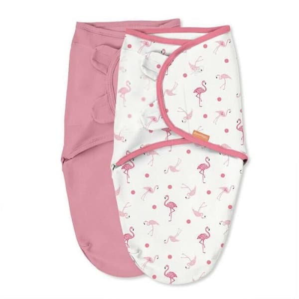 INGENUITY Original swaddle, swaddling sovsäck, 0-3 månader, säkerhet och värme för baby, Flamingo Fiesta Pink, paket med 2