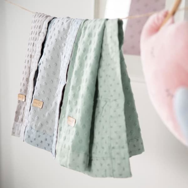 ROBA Organic Babyfilt "Lil Planet" 80x80 cm GOTS Certified - Polka Dot Pattern - Grön