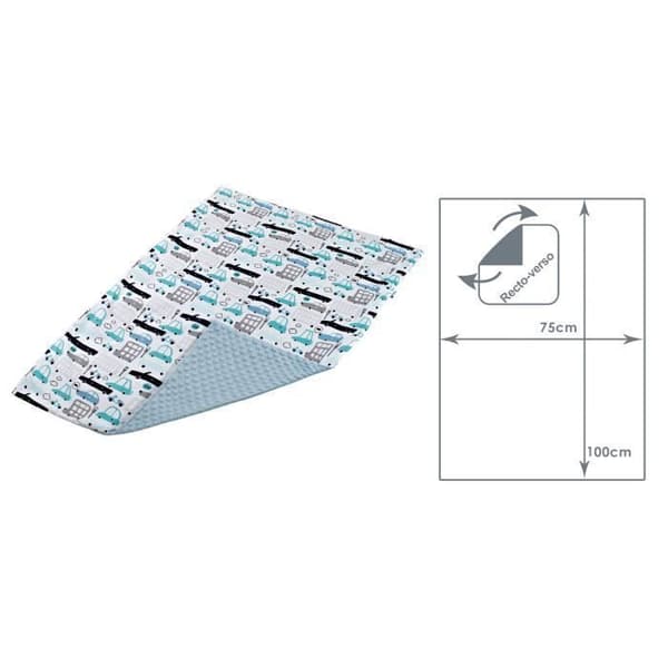 Medi Partners 100 % bomull babyfilt 75x100 cm Dubbelsidig för barnvagn (bilar och Minky ljusblå)