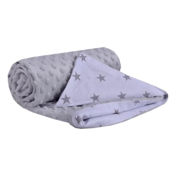 Medi Partners 100 % bomull babyfilt 75x100cm Dubbelsidig för barnvagn (Grey Stars och Grey Minky)