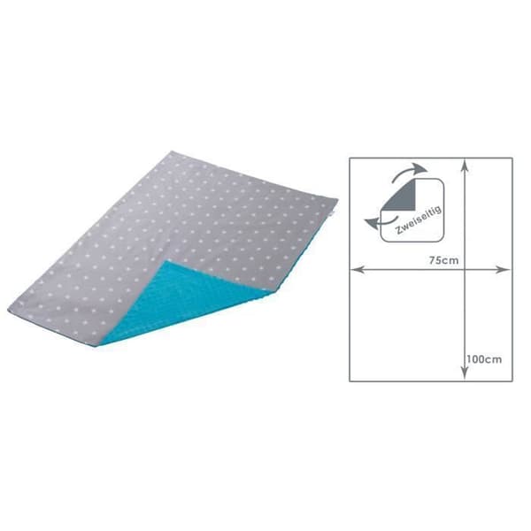 Medi Partners 100 % bomull Dubbelsidig babyfilt 75x100 cm för barnvagn (vita stjärnor och minky turkos)