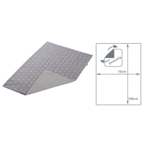 Medi Partners 100 % bomull babyfilt 75x100 cm dubbelsidig för barnvagn (vita stjärnor och grå minky)