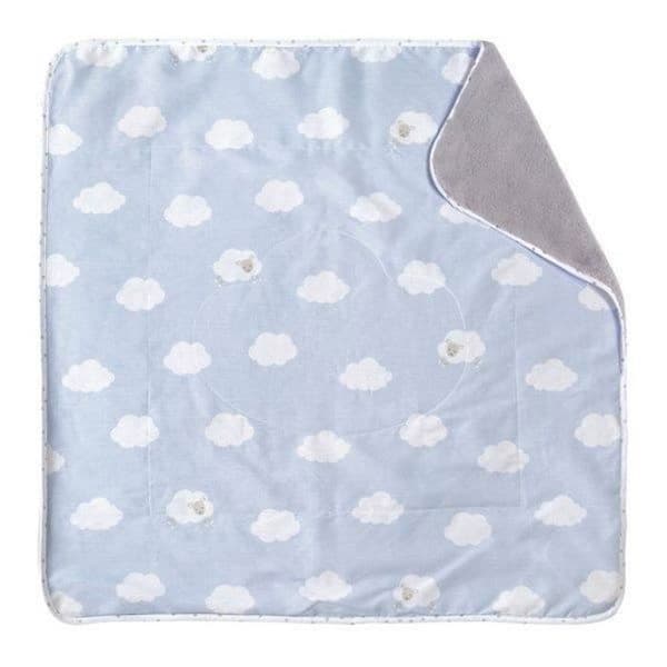 Babyfilt - ROBA - Kleine Wolke blau - 2 ansikten mjuk fleece och bomull - molnmönster