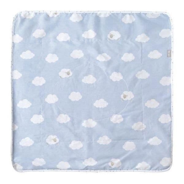 Babyfilt - ROBA - Kleine Wolke blau - 2 ansikten mjuk fleece och bomull - molnmönster