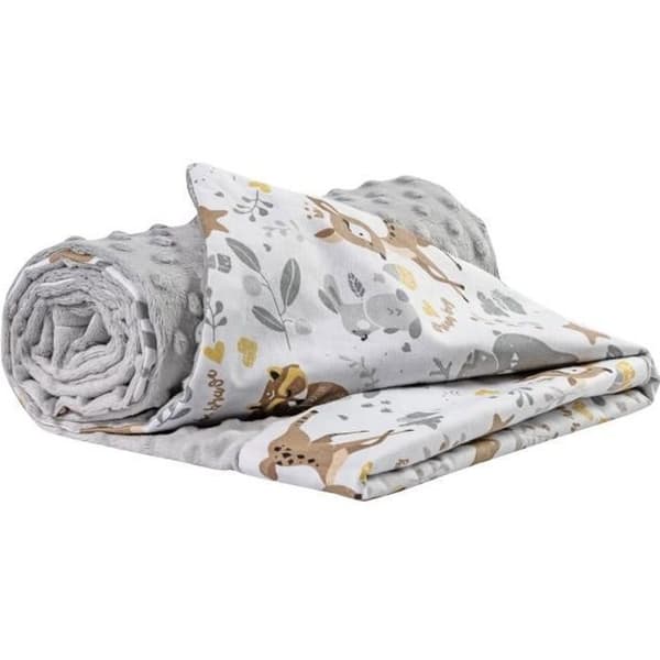 Medi Partners 100 % bomull Dubbelsidig babyfilt 75x100 cm för barnvagn (hjort och minky grå)