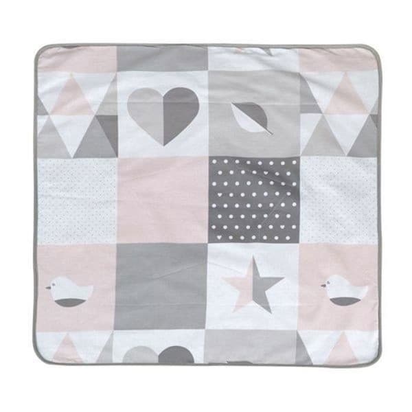 Babyfilt - ROBA - Happy Patch - Rosa - 80x80 cm - Mjuk fleece och bomull