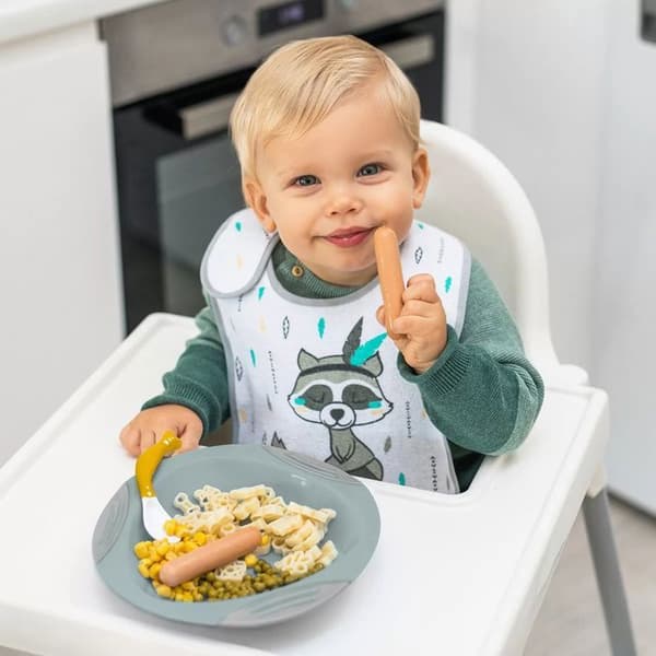 GRÅ-GUL ELASTISK BABYSKEDAR 2 ST 1