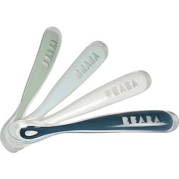 BEABA baby silikonskedar - Set med 4 - Mjuk och ergonomisk - Storm