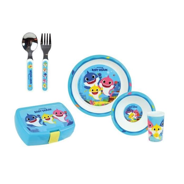 BABY SHARK ROSTFRITT STÅL BESTÄCKSET (GAFFEL, SKED)