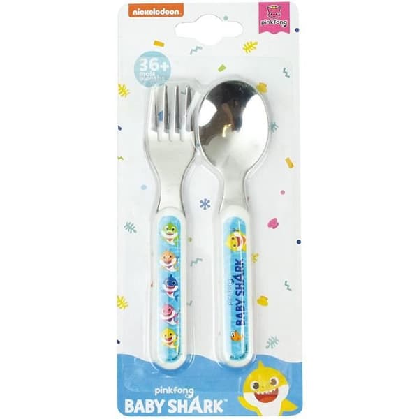 BABY SHARK ROSTFRITT STÅL BESTÄCKSET (GAFFEL, SKED)