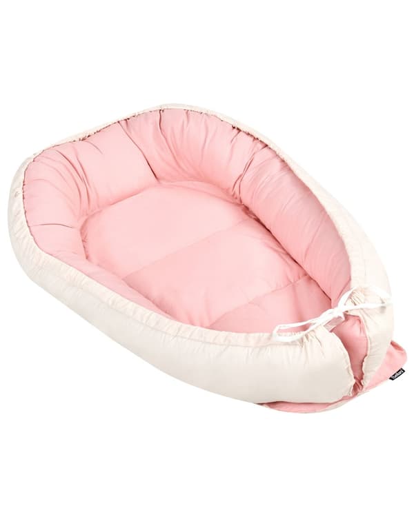Vendbar babykokon i pink og beige bomuld 55 x 90 cm til nyfødte og spædbørn
