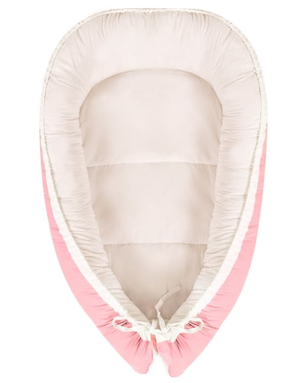 Vendbar babykokon i pink og beige bomuld 55 x 90 cm til nyfødte og spædbørn