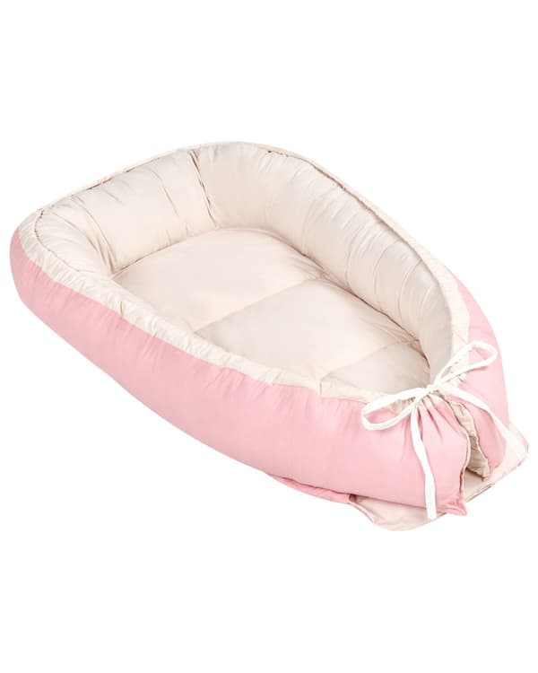 Vendbar babykokon i pink og beige bomuld 55 x 90 cm til nyfødte og spædbørn