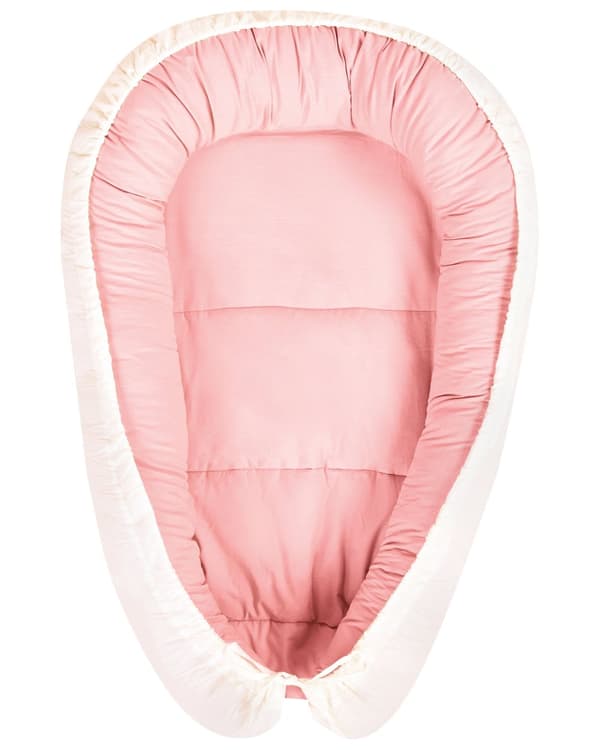 Vendbar babykokon i pink og beige bomuld 55 x 90 cm til nyfødte og spædbørn