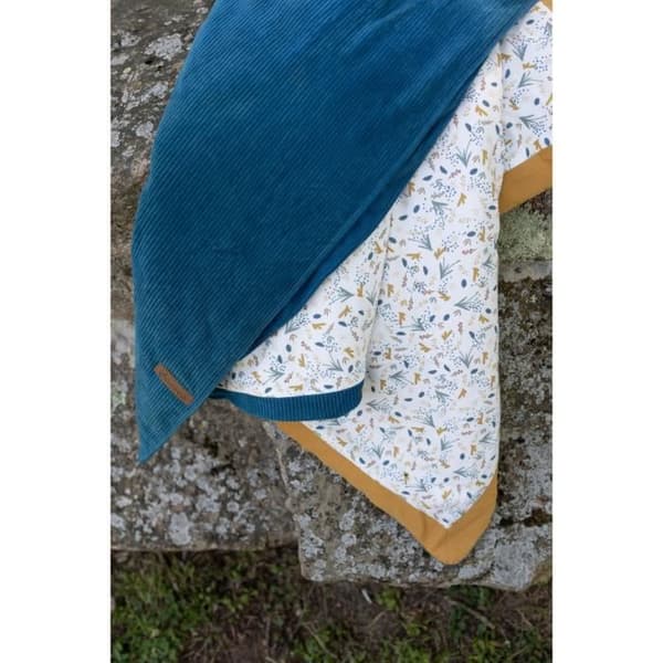 Dubbelsidig filt - DOMIVA - AU FIL DE L'EAU - 75 x 100 cm - Indigo