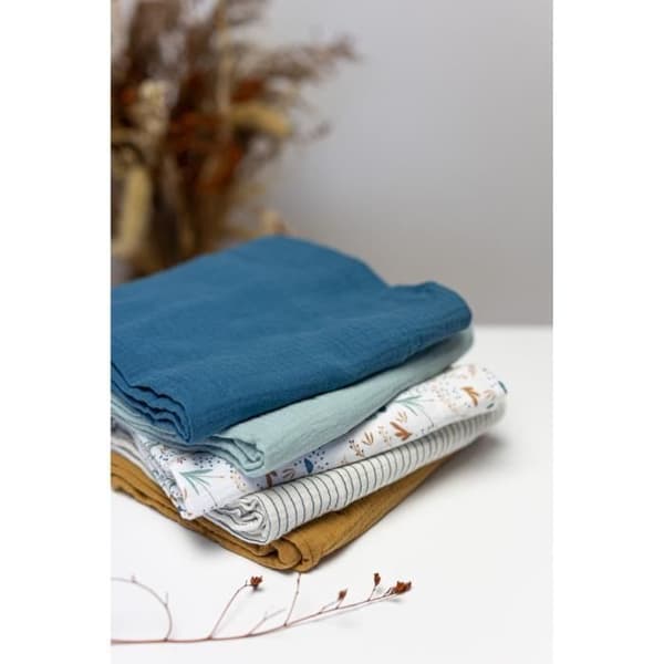 Set med 3 bambuswävar - DOMIVA - 1 mönstrad + 2 enfärgad - Grön karamell - 60x60 cm