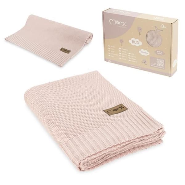 MoMi HUG Bamboo babyfilt - supermjuk och skön - 80x110 cm - Rosa