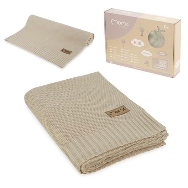 MoMi HUG Bamboo babyfilt - supermjuk och bekväm - 80x110 cm – Beige