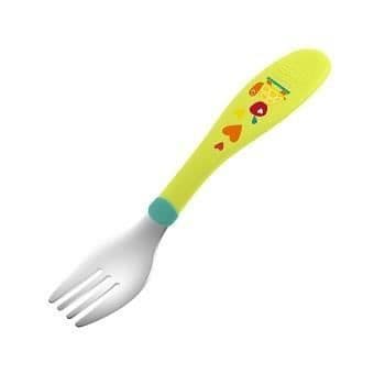 Bestickset - Chicco - My First Green Stainless Steel Tip Bestick - Ergonomiskt och roligt - För spädbarn över 18m