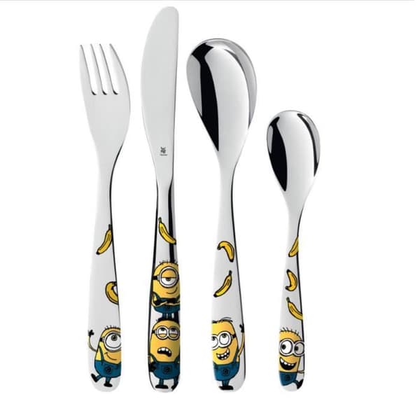 WMF Minions barnbestickset - WMF varumärke - 4 delar - Cromargan av hög kvalitet