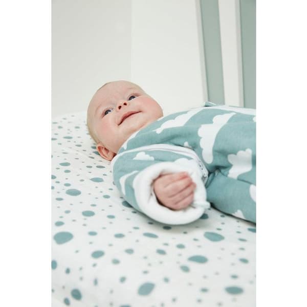 Meyco Baby Moln/Punkter/Fjädrar sovsäck - paket om 3 - hydrophil - sten grön - 120x120cm
