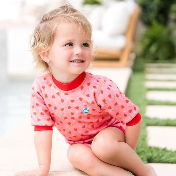 Spruta runt - HNWSFS - Glad våtdräkt och babysimblöja, Jordgubbsfält, 0-4 månader Unisex baby