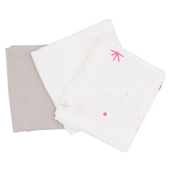 BABYCALIN Set med 3 stjärnsvampar - Grå och vit - 70 x 70 cm