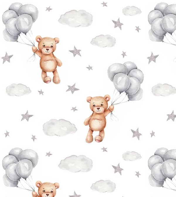 Bambu-swaddle - Nallebjörnar med ballonger 110x110