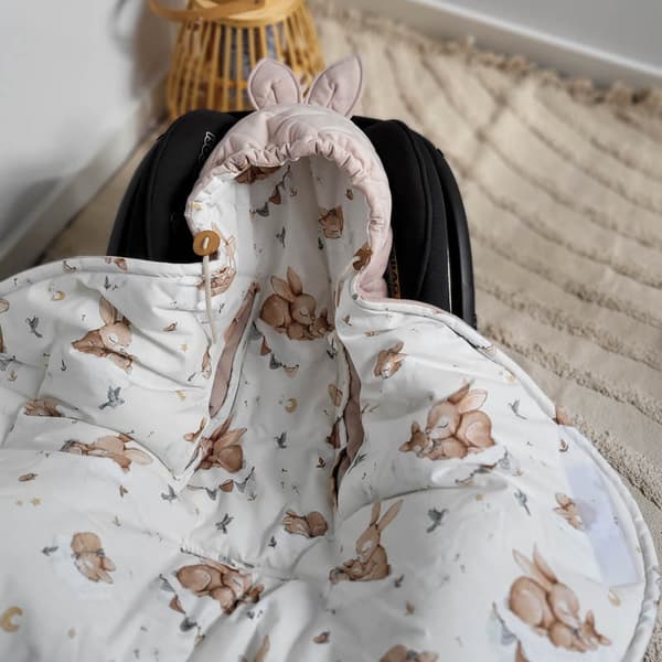 Bilsædebetræk - Kaniner, beige
