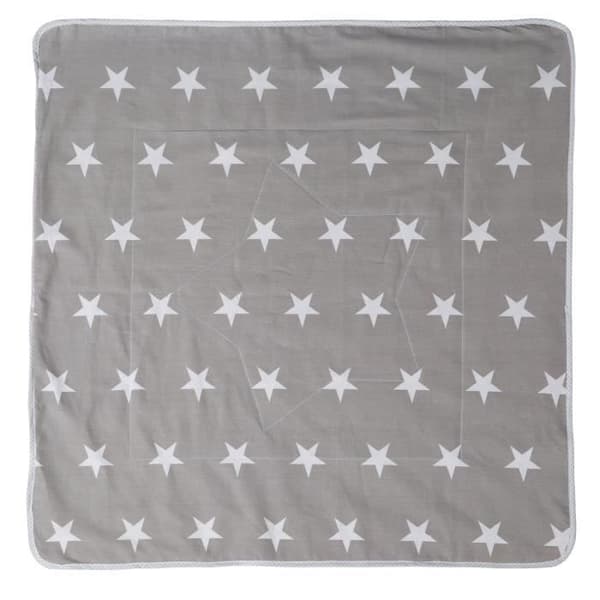 Babyfilt - ROBA - Little Stars - 100 % bomull - Stjärnmönster - Ljusgrå / Vit