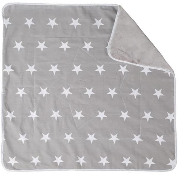 Babyfilt - ROBA - Little Stars - 100 % bomull - Stjärnmönster - Ljusgrå / Vit