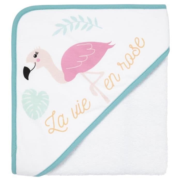 BABYCALIN Badekåber i bomuld - Pink Flamingo-print - 80 x 80 cm